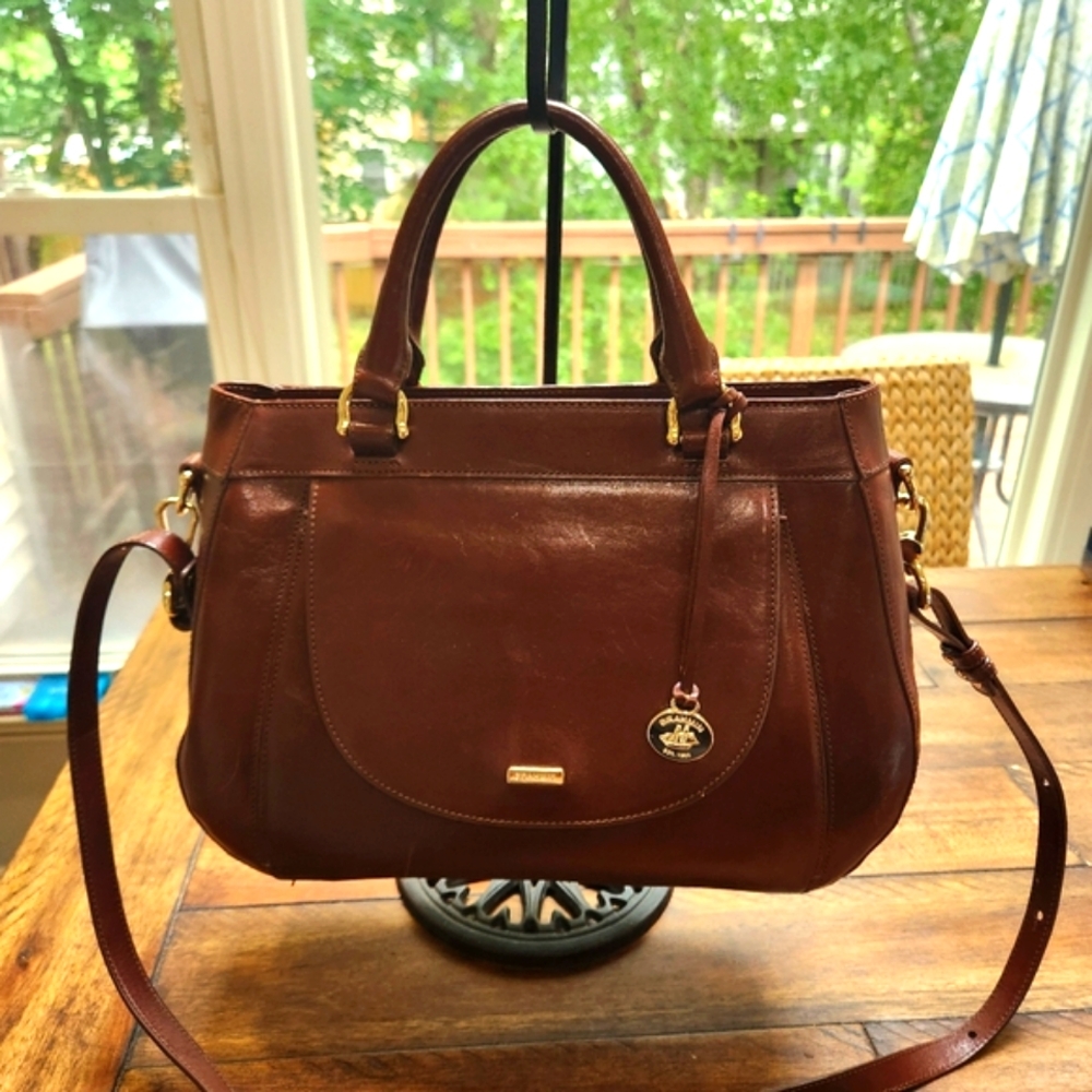 Brahmin Raelynn - Cognac Topsail. Medium with handle and adjustable strap.